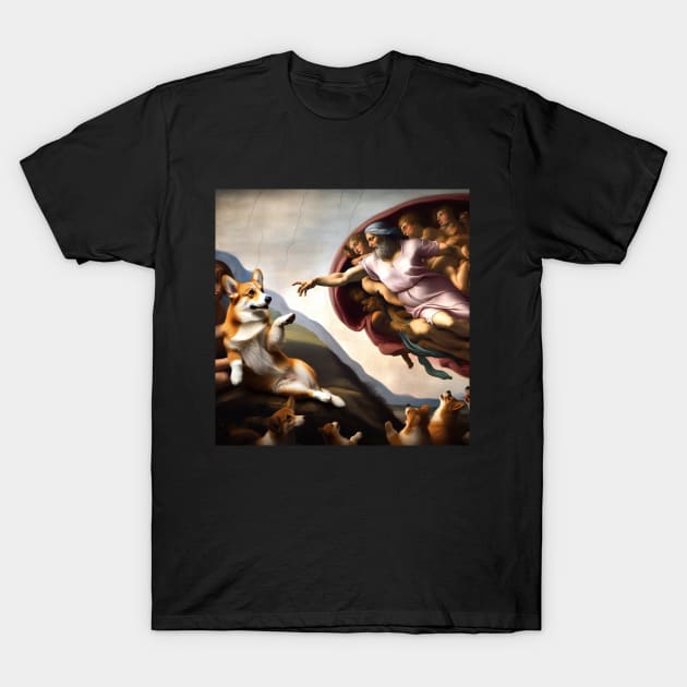 Corgi in creation of adam T-Shirt by Tees4Teens